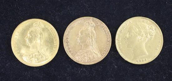 Three Victoria gold sovereigns,